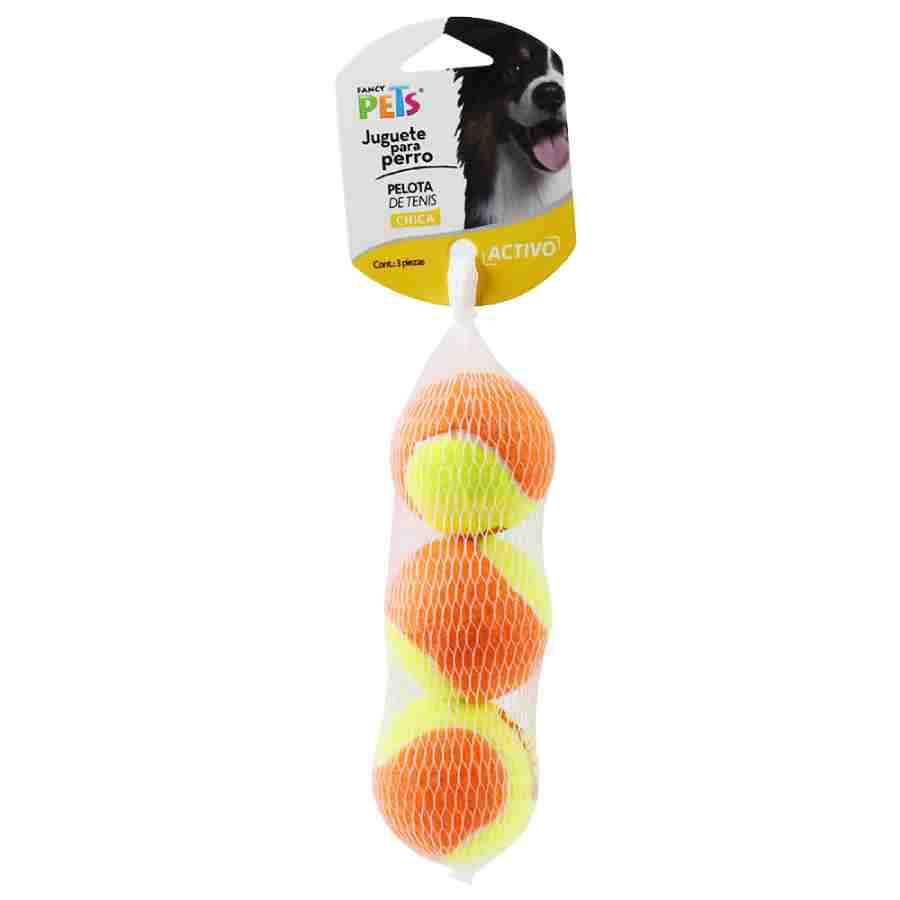 Juguete pelota chico de tenis bicolor - 3 pz