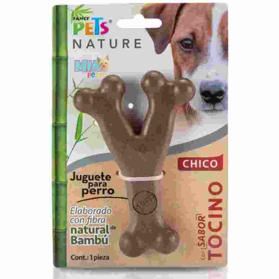 Juguete hueso chico triple de bambu sabor tocino nature