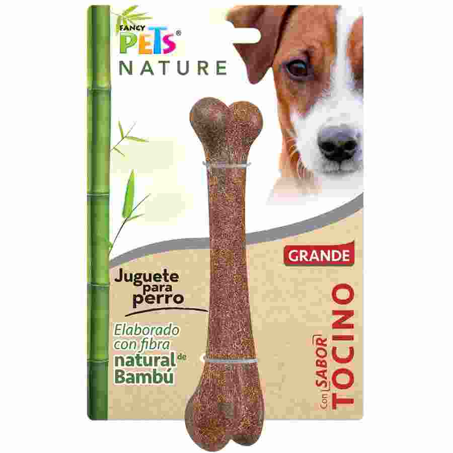 Juguete hueso grande de bambu sabor tocino nature