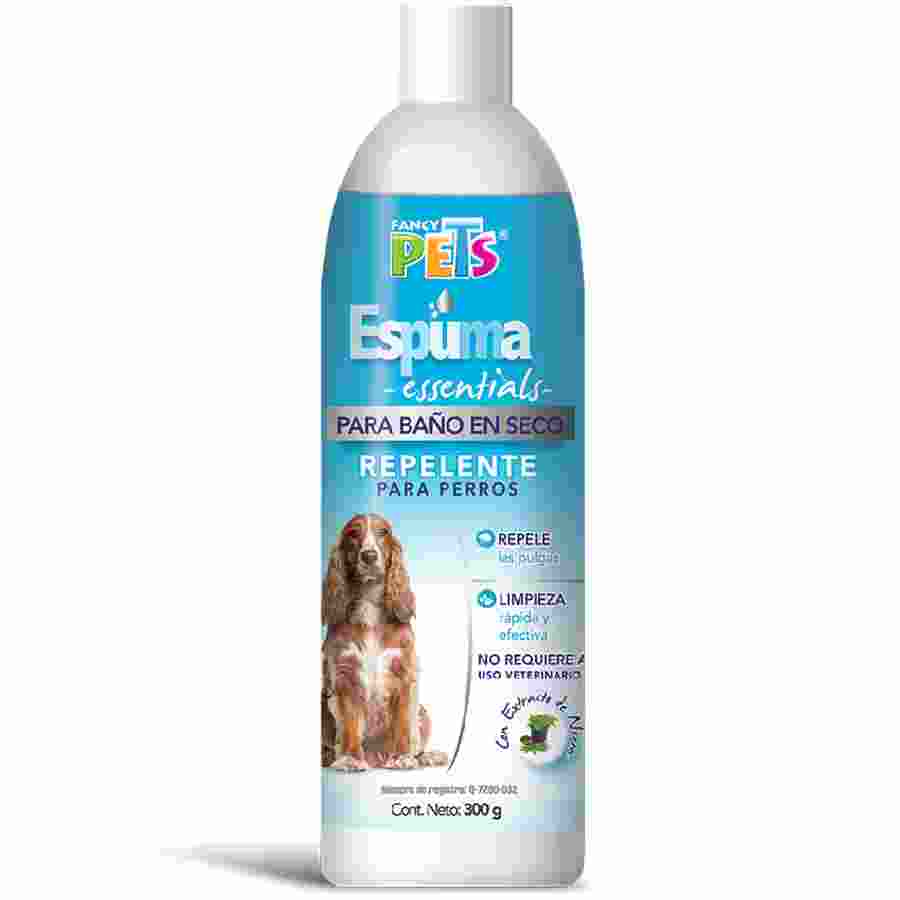 Espuma repelente para ba├â┬▒o en seco para perro