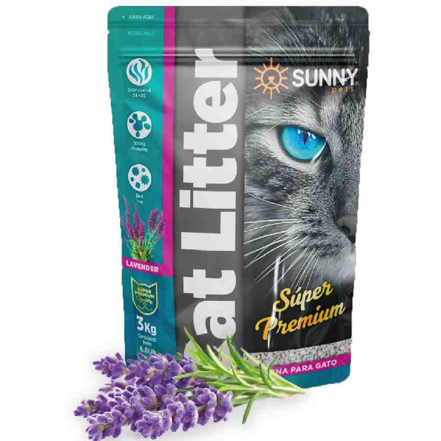 Arena para gato aroma lavanda