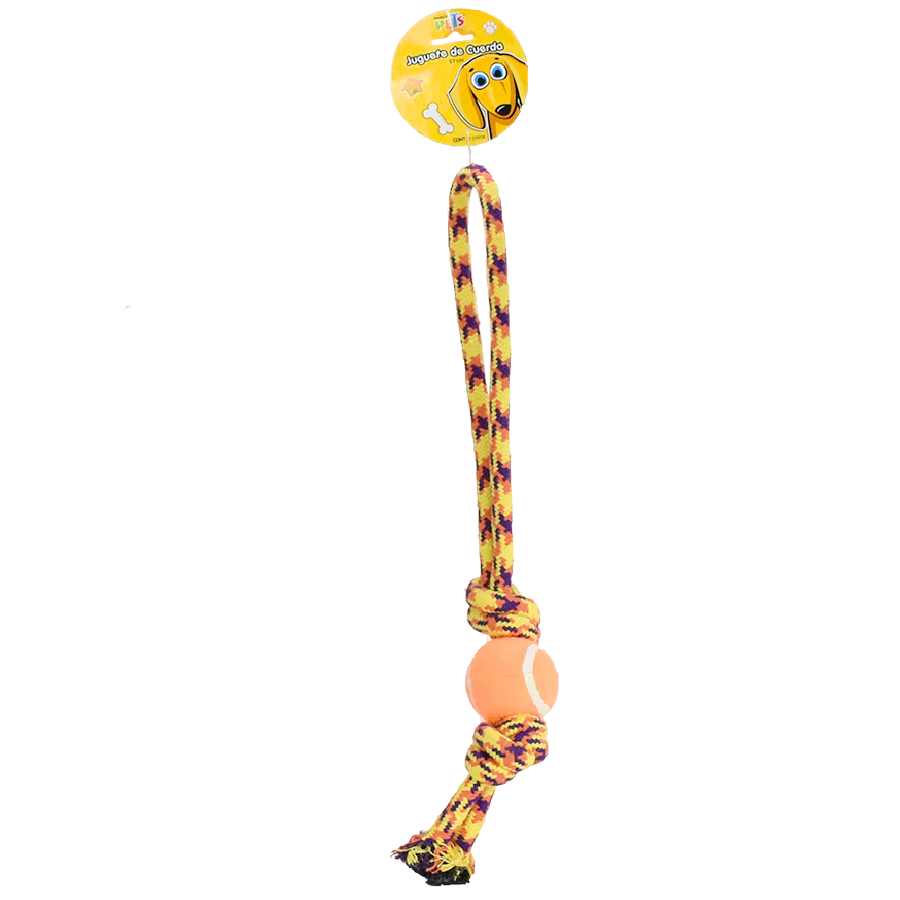 Juguete de cuerda con pelota y nudo