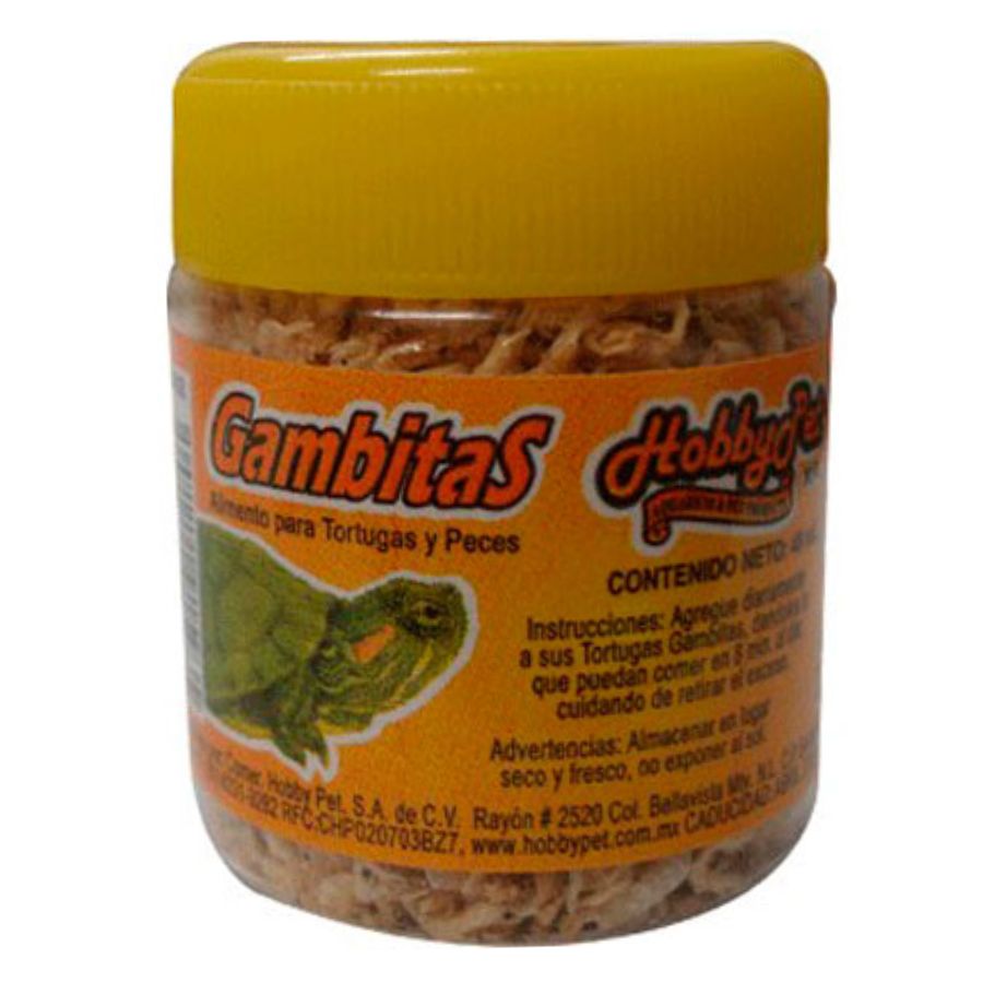 Camaroncitos gambitas seco para tortuga y peces grandes gambitas #4 40 ml