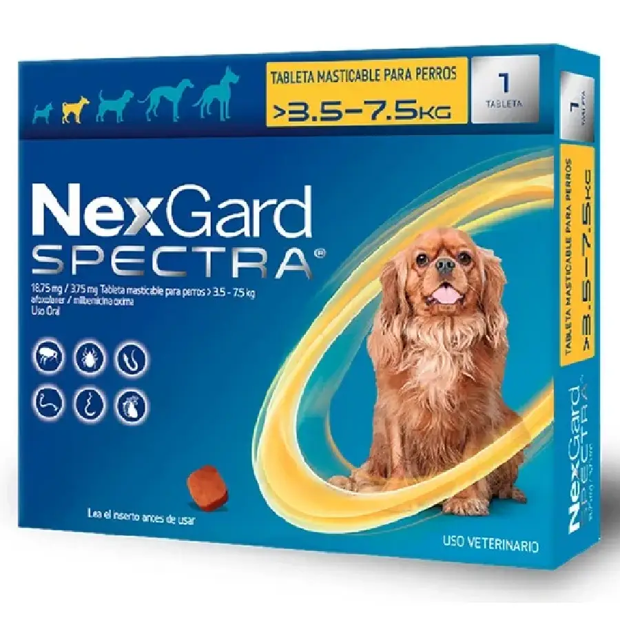 Tableta masticable nexgard 3.6-7.5 kg para pulgas y garrapatas