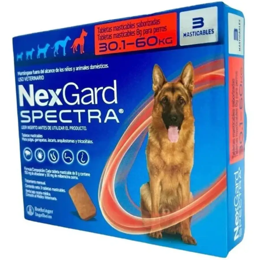 Tableta masticable nexgard 30.1-60 kg para pulgas y garrapatas