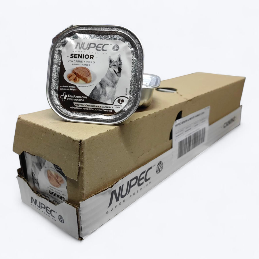 Cluster Rack Nupec Alimento H├â┬║medo Senior con Carne y Pollo 16 Latas 100 gr c/u