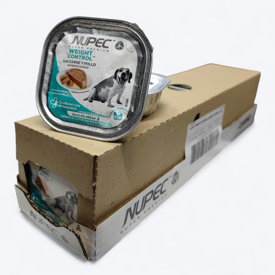 Cluster Rack Nupec Alimento H├â┬║medo Weight Control (Control de peso) con Carne y Pollo 16 Latas 100 gr c/u