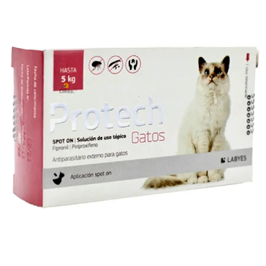 Pipeta protech antipulgas antiparasitaria para gatos de 1 a 5kg