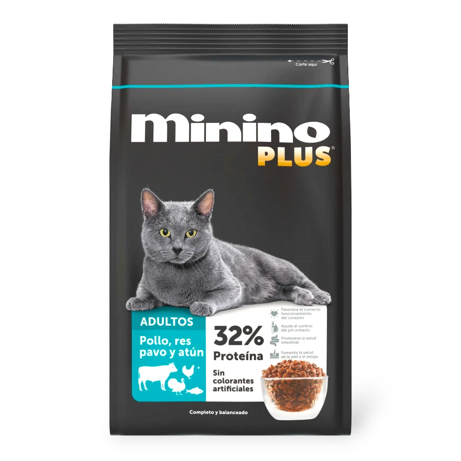 Minino Plus Croqueta Costal Adultos Pollo, res, pavo y at├â┬║n 10 kg