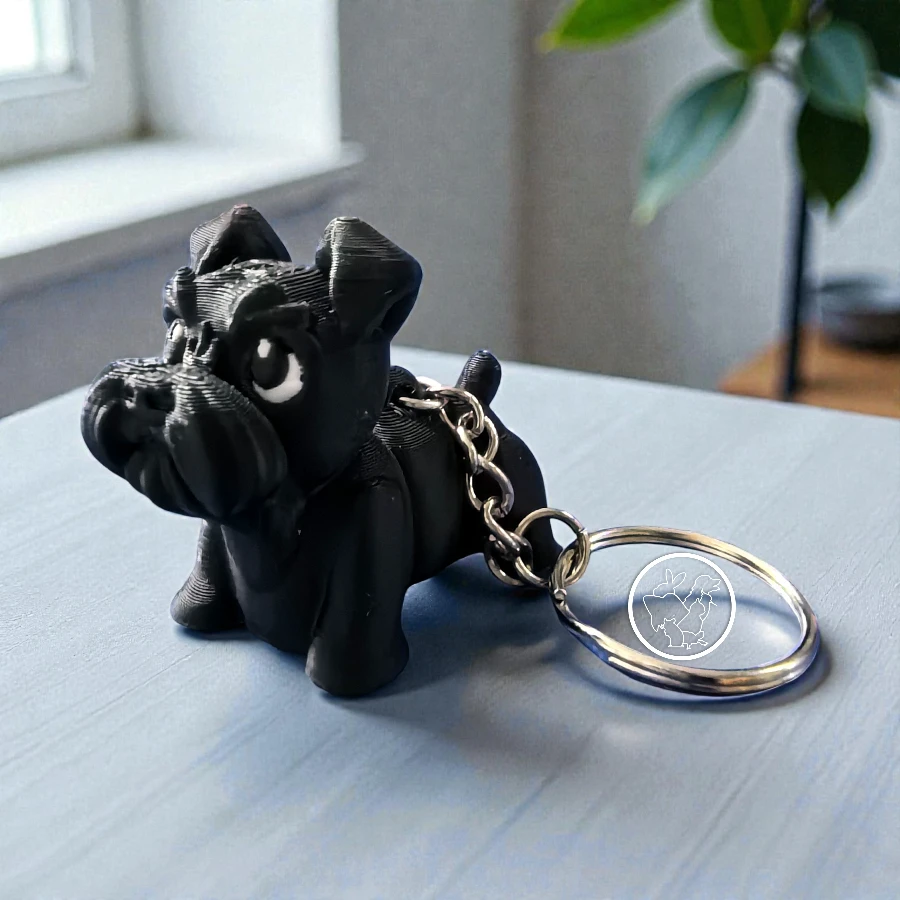 Llavero 3D de Schnauzer articulado negro