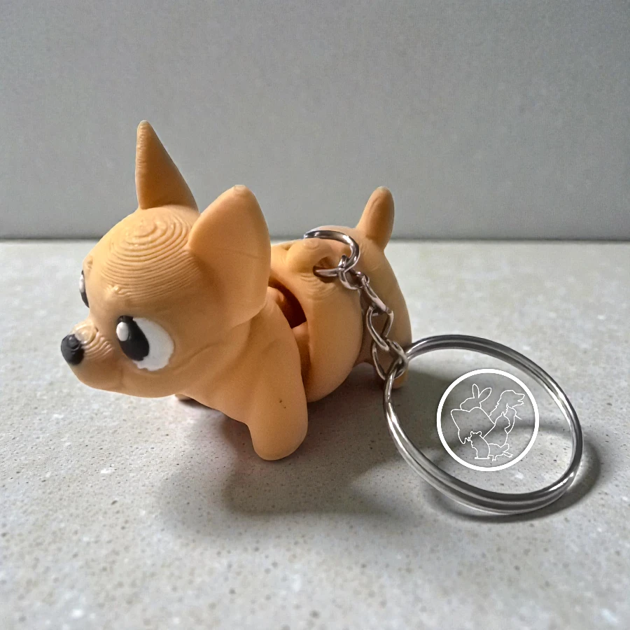 Llavero 3D de Chihuahua articulado cafe claro
