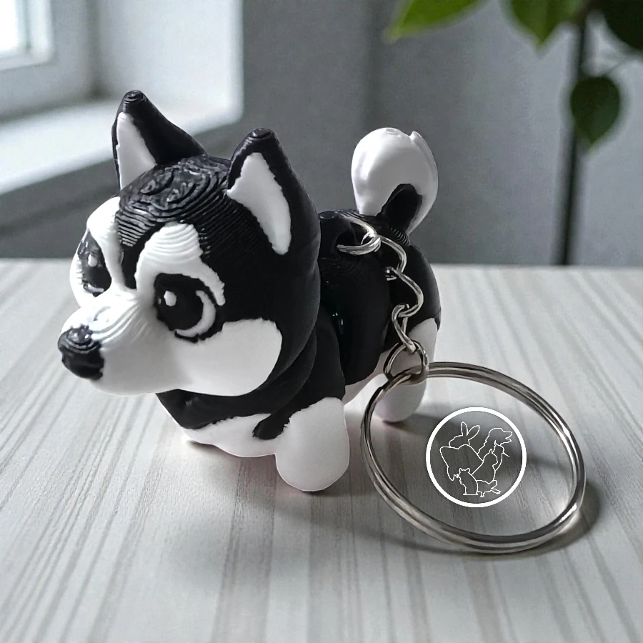 Llavero 3D de husky siberanio articulado