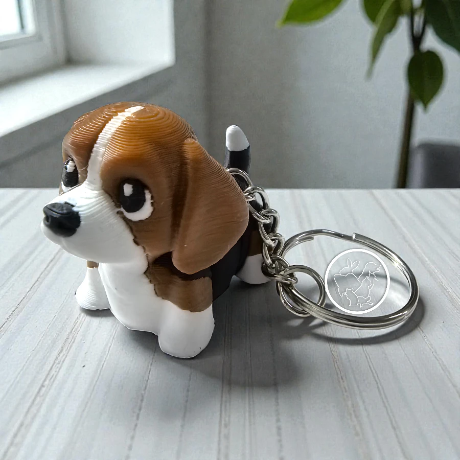 Llavero 3D de beagle articulado