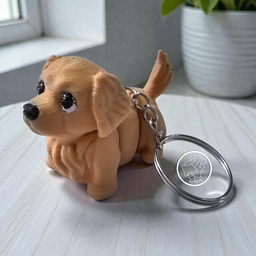 Llavero 3D de golden retriever articulado