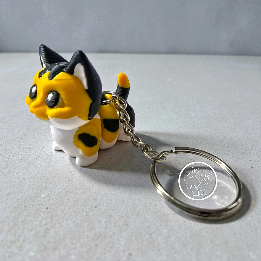 Llavero 3D de gato articulado pinteado
