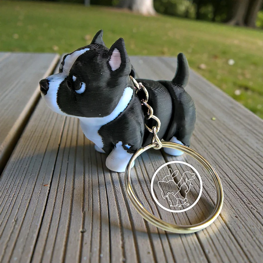 Llavero 3D de pit bull terrier articulado negro