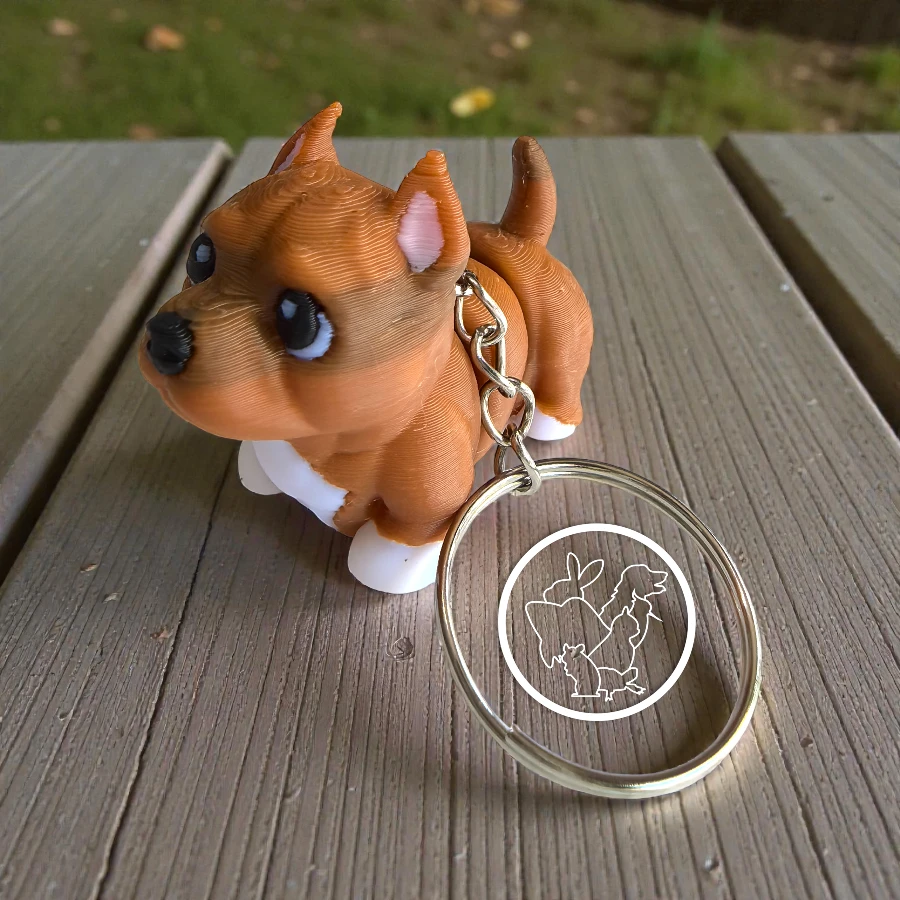 Llavero 3D de pit bull terrier articulado cafe