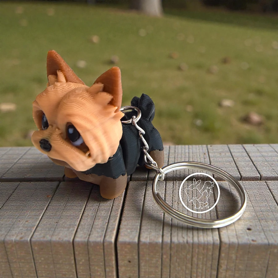 Llavero 3D de yorkie terrier articulado negro