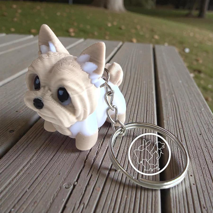 Llavero 3D de yorkie terrier articulado beige