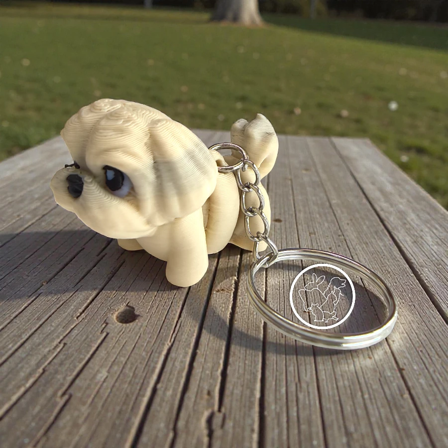 Llavero 3D de shih tzu articulado beige