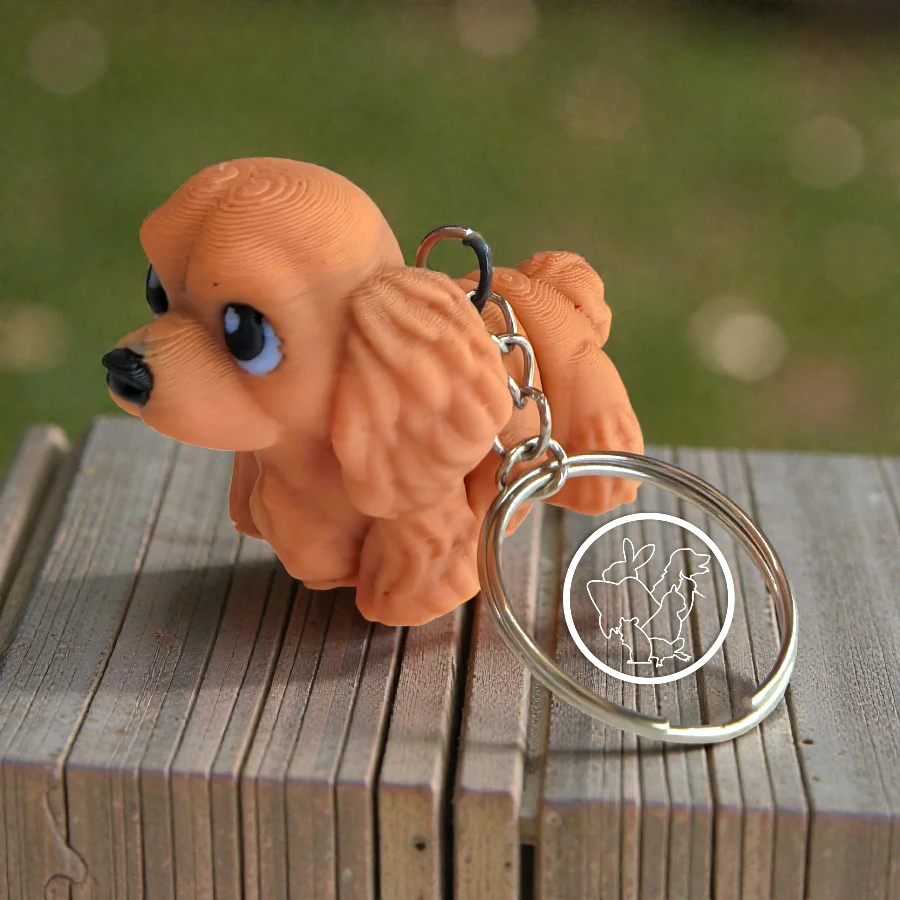 Llavero 3D de cocker spaniel articulado café claro