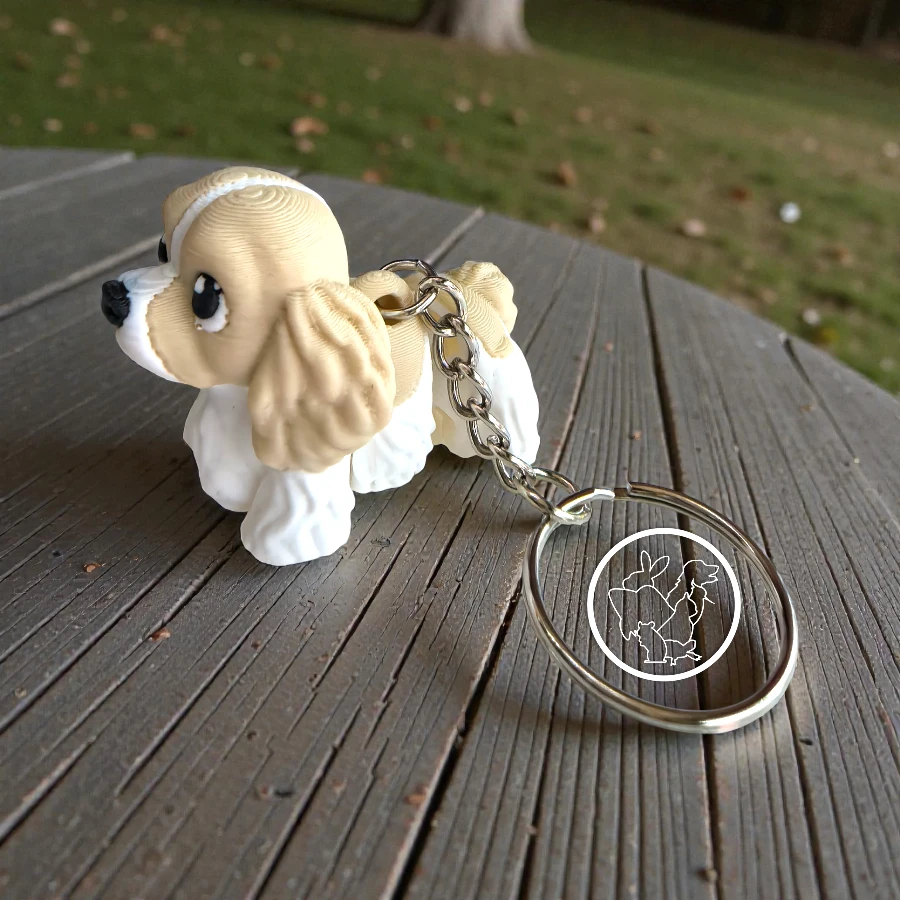 Llavero 3D de cocker spaniel articulado beige