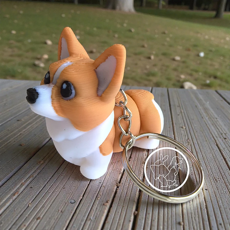 Llavero 3D de corgi galés articulado