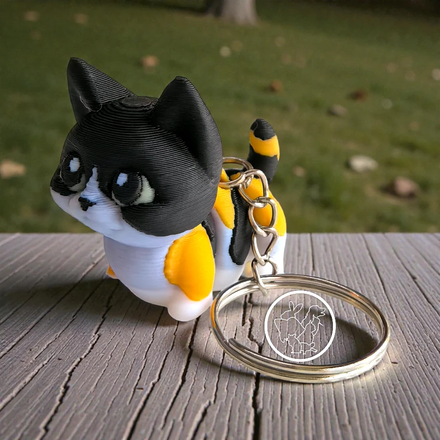 Llavero 3D de gato articulado mascara negra