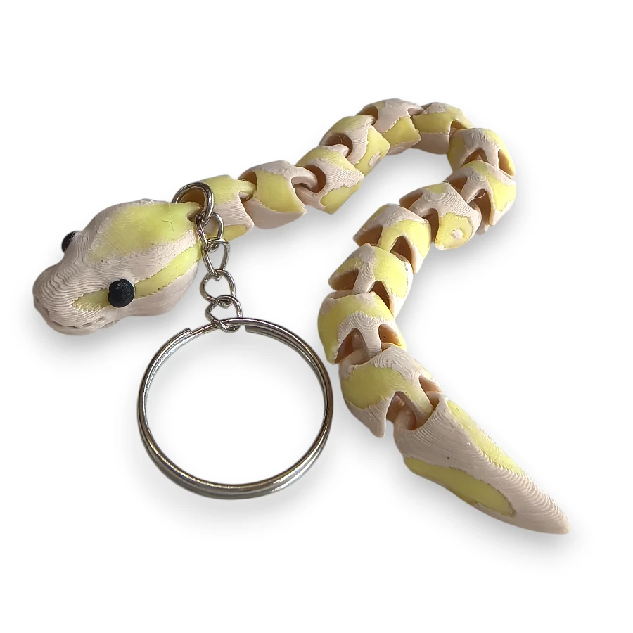 Llavero 3D de serpiente articulado beige