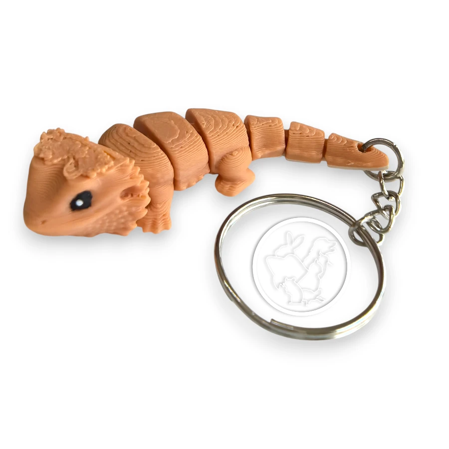 Llavero 3D de dragon barbudo (pogona) articulado beige