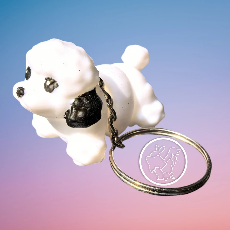 Llavero 3D de frensh poodle articulado oreja negras