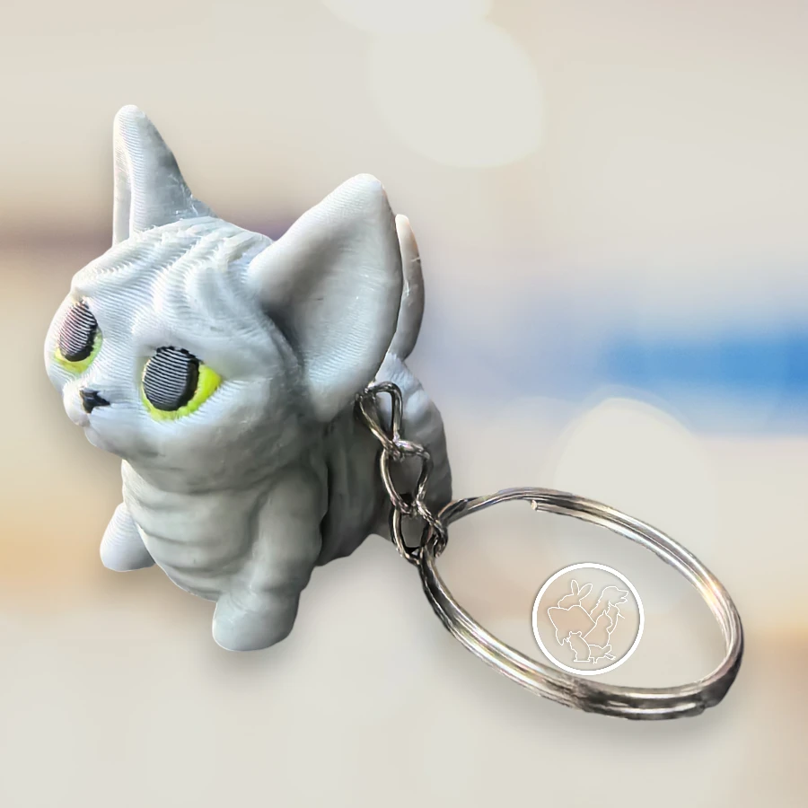 Llavero 3D de gato egipcio o esfinge articulado gris