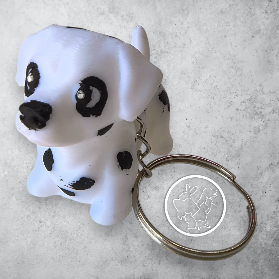 Llavero 3D de dalmata articulado ojos negros