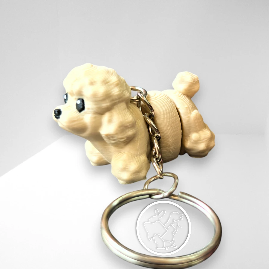 Llavero 3D de frensh poodle articulado beige