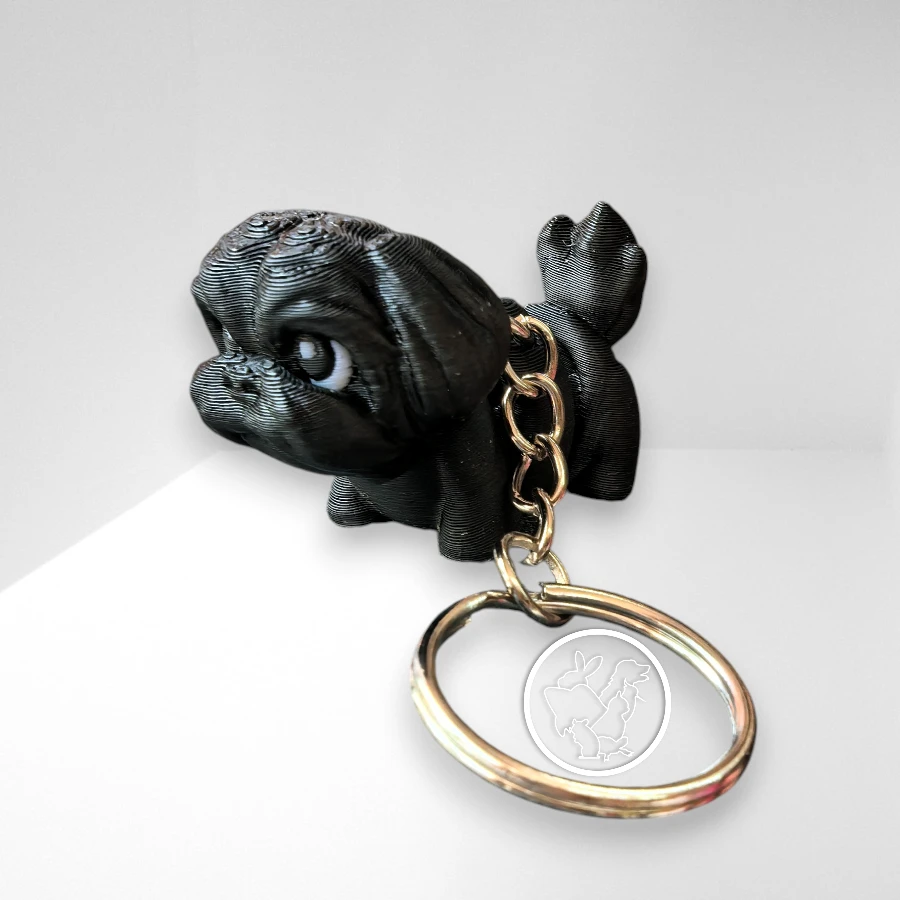 Llavero 3D de shih tzu articulado negro