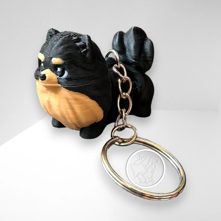 Llavero 3D de pomerania articulado negro