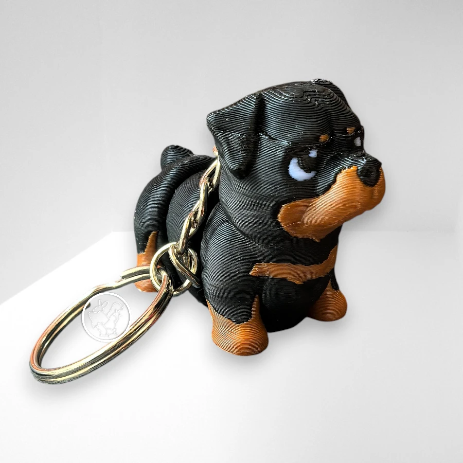 Llavero 3D de rottweiller articulado negro