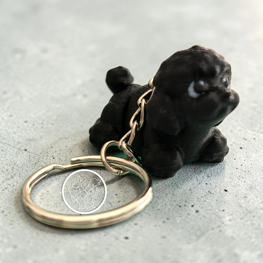 Llavero 3D de frensh poodle articulado negro