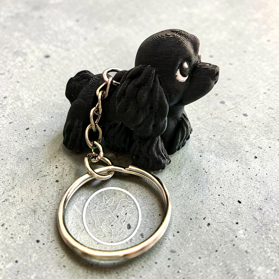 Llavero 3D de cocker spaniel articulado negro