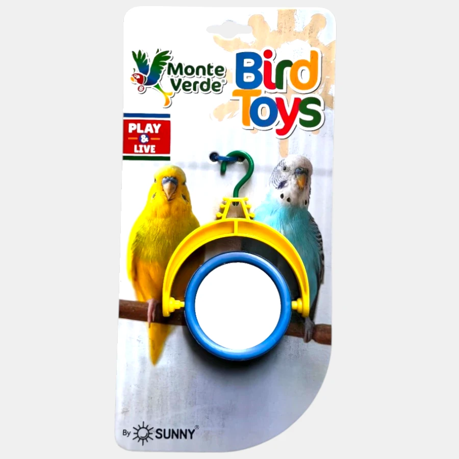 Juguete para aves espejo giratorio