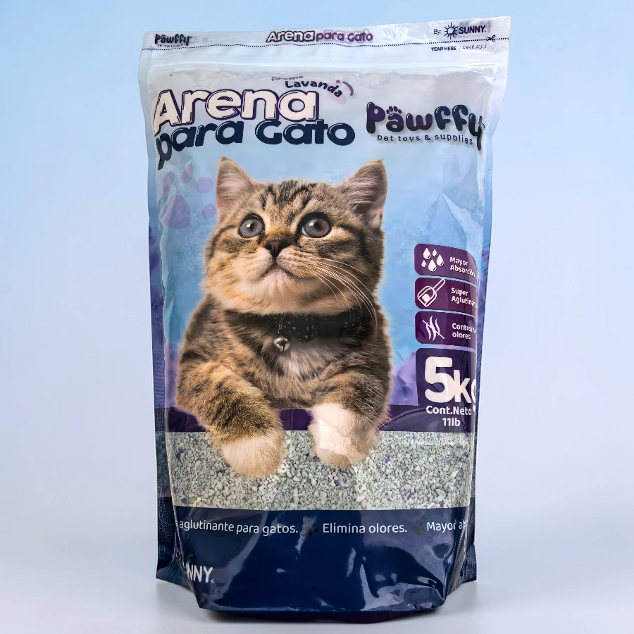 Arena pawffy con aroma lavanada 5 kg para gato