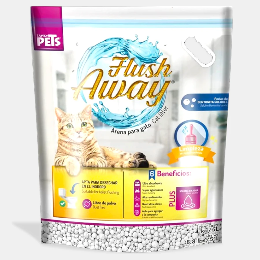Arena para gato soluble en agua costal de 4kg
