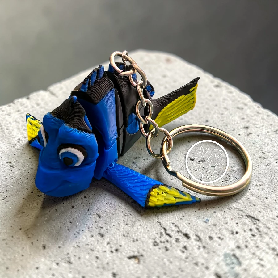 Llavero 3D de pez cirujano Azul articulado