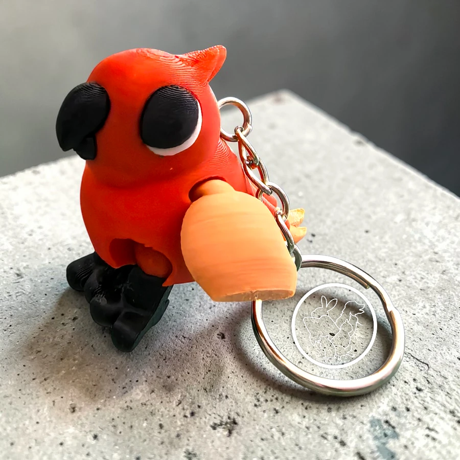 Llavero 3D de cardenal pecho rojo articulado