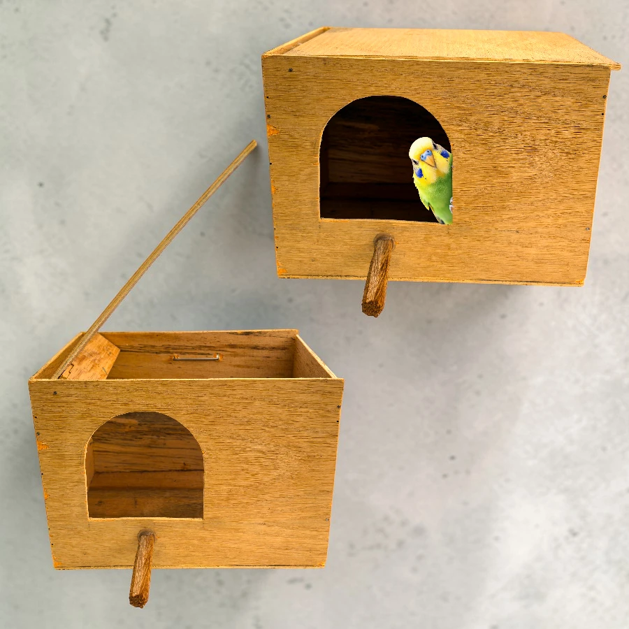 Nido rectangular grande con conpuerta para jaula de pajaros