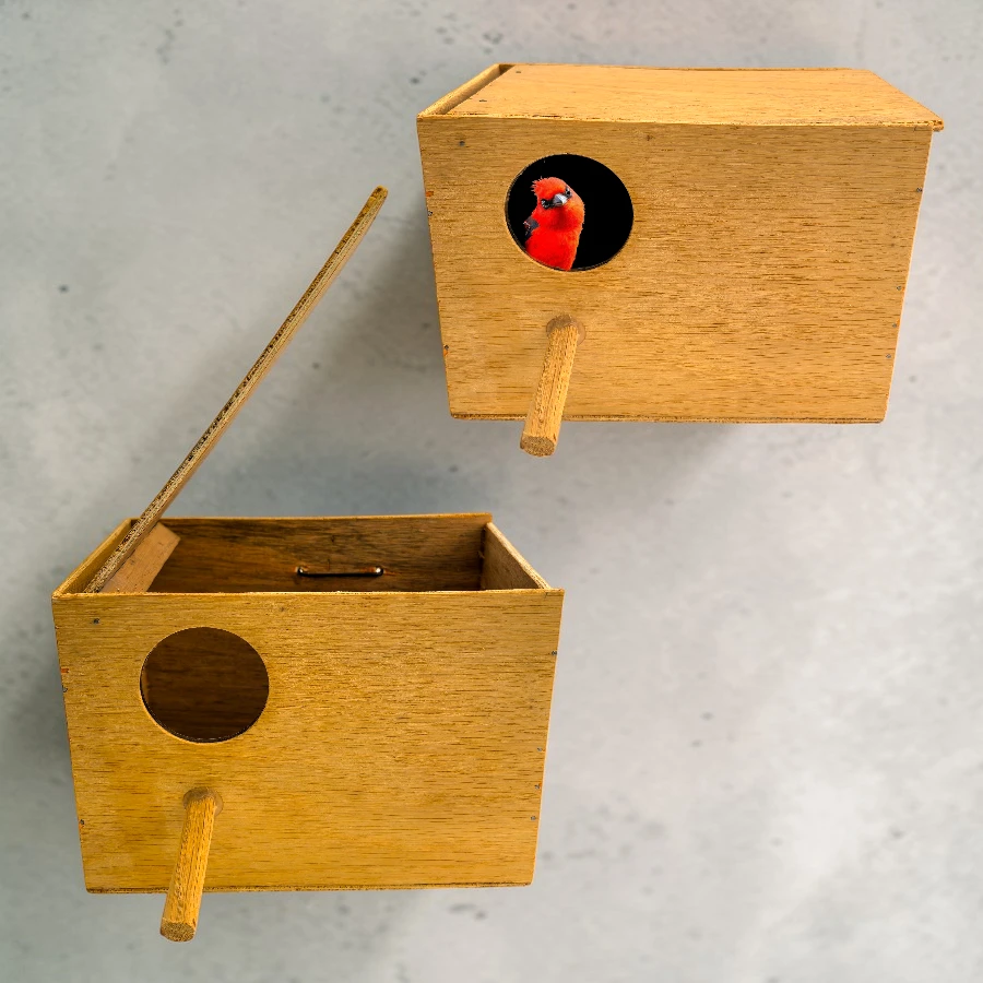 Nido rectangular mediano con conpuerta para jaula de pajaros