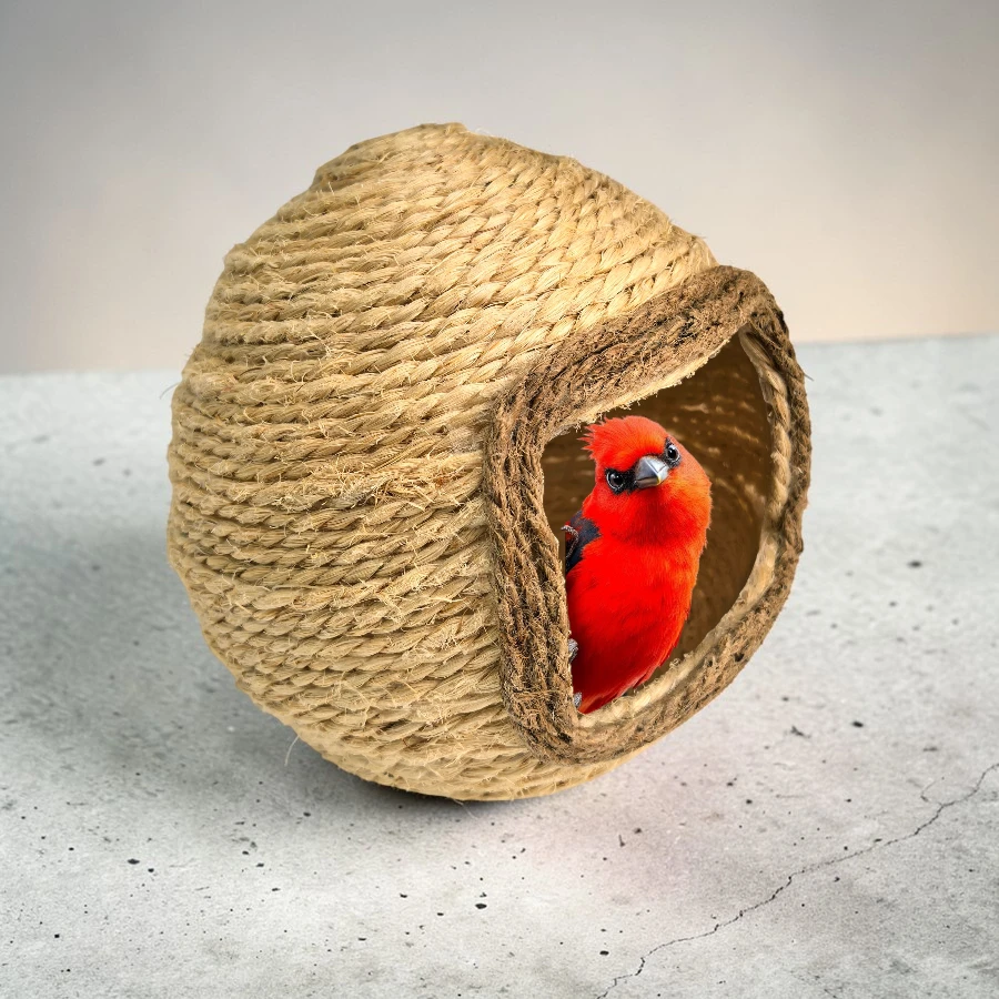 Nido esfera de yute mediano para jaula de pajaros
