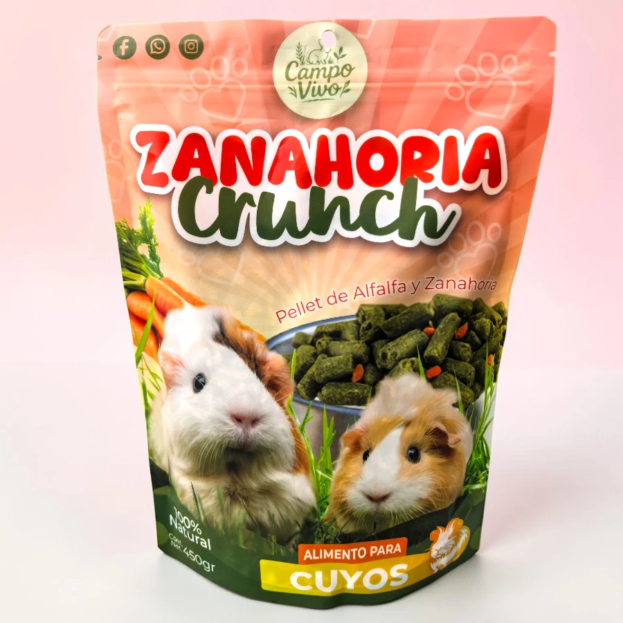 Alimento zanahoria crunch para cuyo