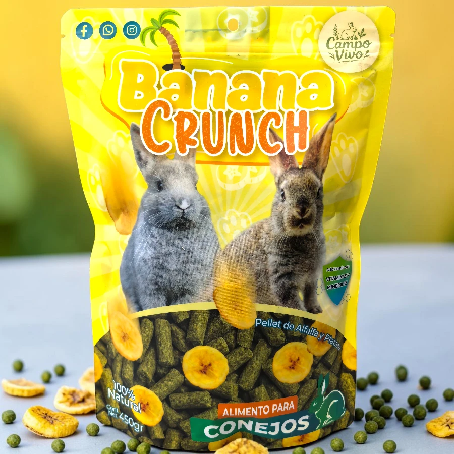 Alimento banana crunch para conejo