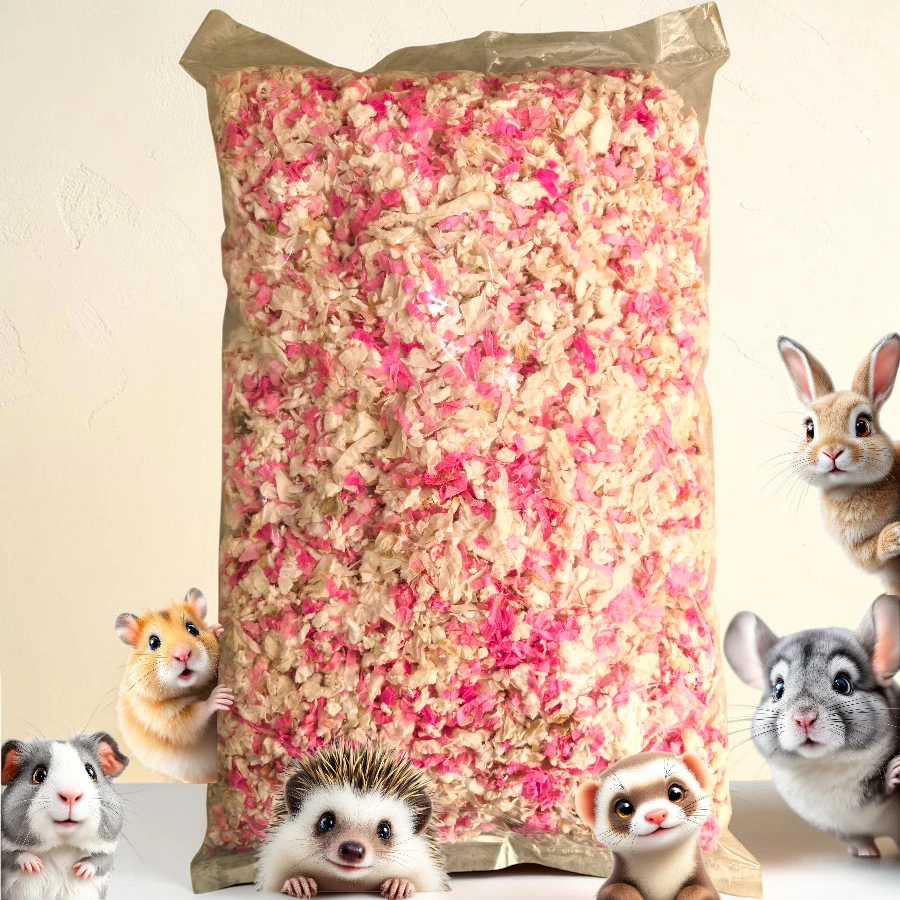 Sustrato de papel rosa con blanco para roedores de 300 gr